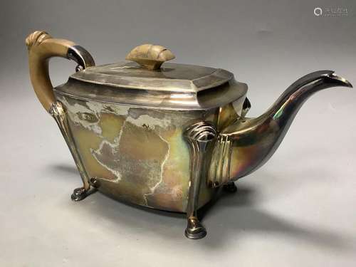 A George VI silver teapot, with engraved presentation inscri...