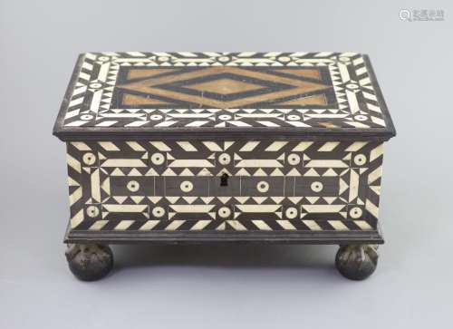 An early 18th century Dutch Colonial casket,inlaid with bone...