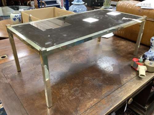 A Willy Rizzo style mirrored glass low table, width 99cm, de...
