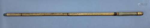 A 19th century bamboo swordstick, with vellum mounted handle...