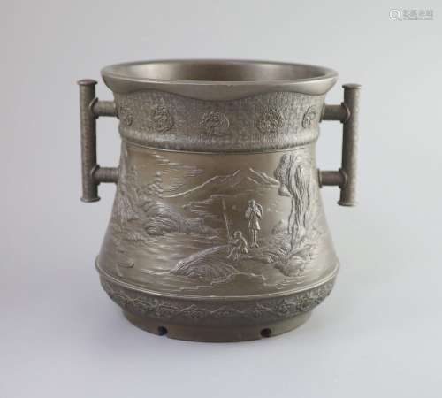 A Japanese archaistic bronze two-handled vessel, Meiji perio...