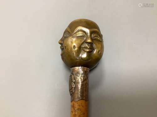 A Noh mask cane, length 84cm