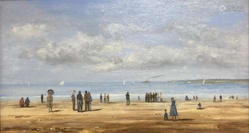 Gerard Roux (1946-), oil on canvas, Promenade à Mareé Basse,...