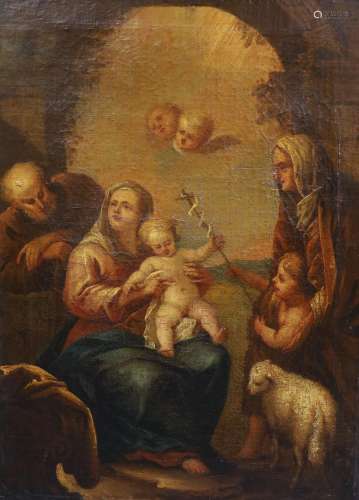 17th century Italian SchoolThe Holy family with Saint John t...