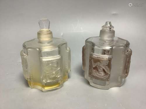 Two Lalique 'Helene' perfume bottles, missing outer covers