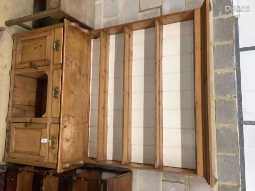 A Victorian pine dresser, length 142cm, depth 44cm, height 2...