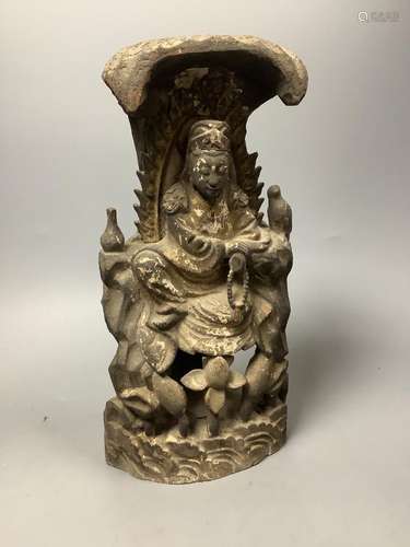 A Chinese lacquered wood seated figure of Guanyin, height 29...