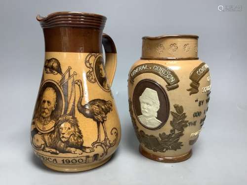 A Doulton Lambeth ‘Chinese Gordon’ jug, dated 1884 and a sim...