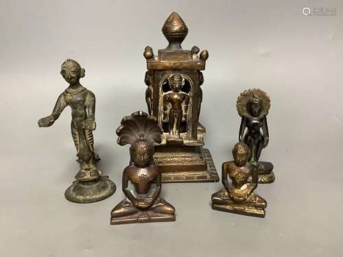 A group of Jain bronze figures of deities, 18th century and ...