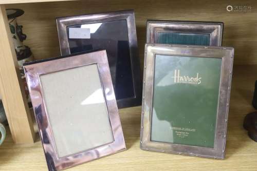3 silver plated frames and one other, 19.5 x 14.5cm, 18 x 13...