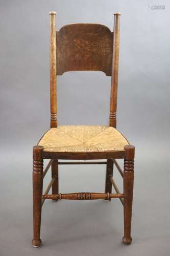 A set of six Arts & Crafts oak chairs, including a pair of c...