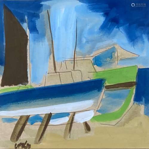 Markey Robinson (Irish, 1918-1989), gouache on board, Beach ...