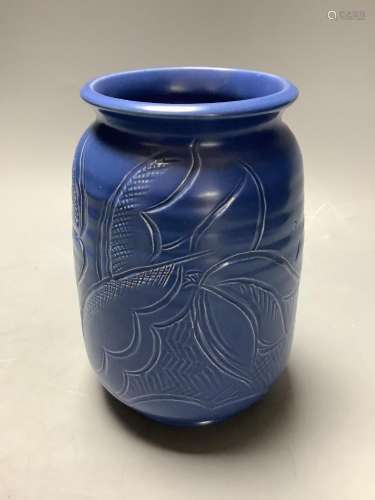 A Susie Cooper blue glazed vase, height 17cm