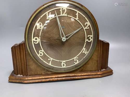 A Metamec walnut Art Deco mantel timepiece, length 29cm