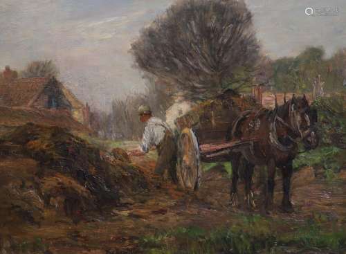 Albert Ernest Bottomley (1873-1950)Labourer loading a farm c...