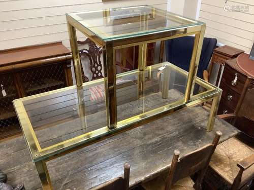 Two Italian Romeo Rega brass glass top low tables, circa 197...