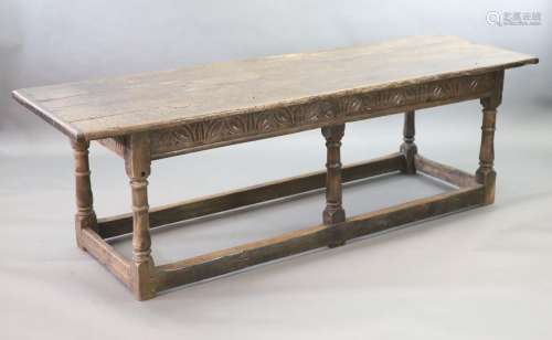A 17th century oak and elm refectory table,with rectangular ...