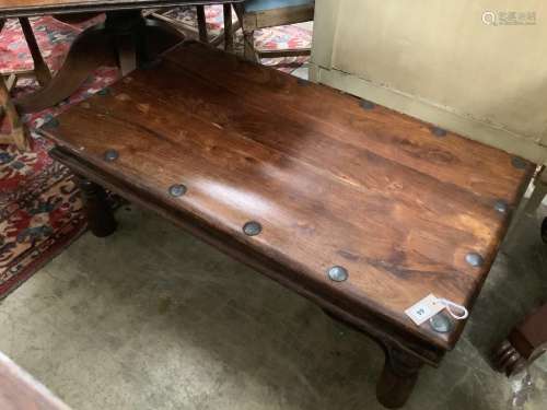 A Indonesian rectangular hardwood coffee table, width 110cm,...