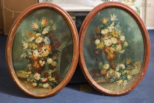 19th century Italian SchoolStill lifes of flowers in vases, ...