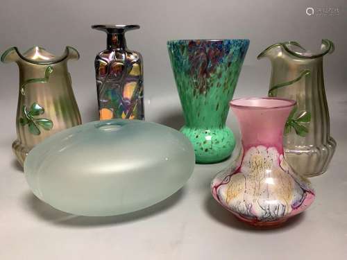 A Vasart mottled glass vase and a quantity of other art glas...