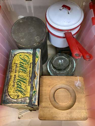 Vintage kitchenalia to include a nest of treen canisters var...