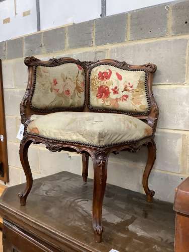 An Edwardian carved beech corner chair, width 50cm, height 7...