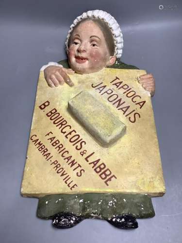 A French painted plaster advertising plaque for tapioca, hei...