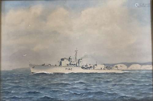Cdr Eric Erskine Tufnell RN (1888-1978), watercolour, HMS Br...