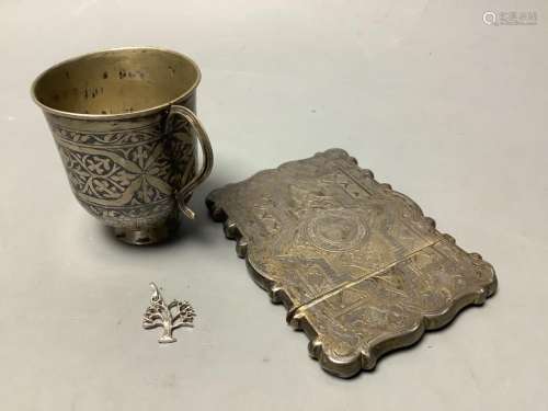A Victorian engraved silver card case, George Unite, Birming...