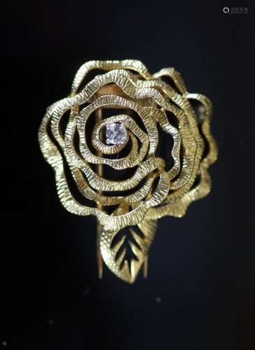A 1980's French Cartier textured 18ct gold and diamond set '...