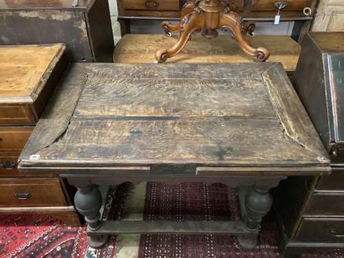 A 19th century Dutch oak extending refectory table, 212cm ex...