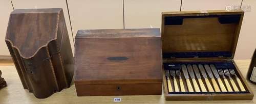 A Georgian knife box (converted to a stationery cabinet), a ...