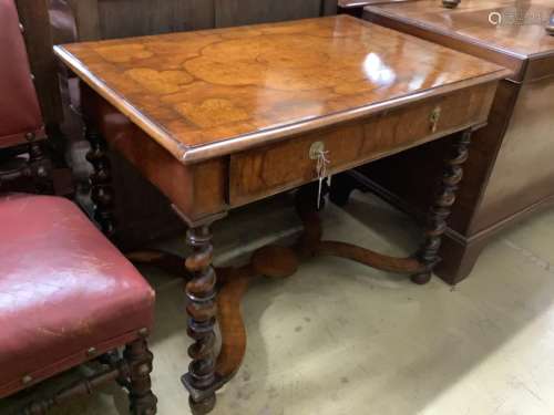 A William and Mary style walnut and marquetry side table, wi...
