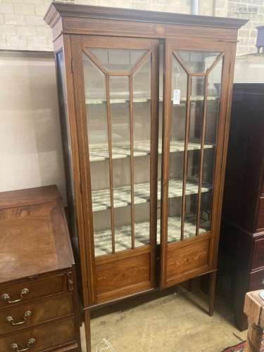 An Edwardian inlaid mahogany display cabinet, width 100cm, d...