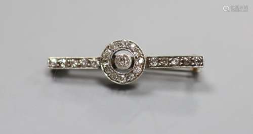 An early 20th century white metal (stamped 9ct) and diamond ...