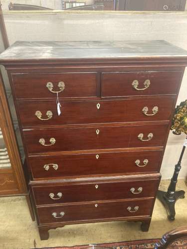 A George III mahogany chest on chest, width 104cm, depth 49c...