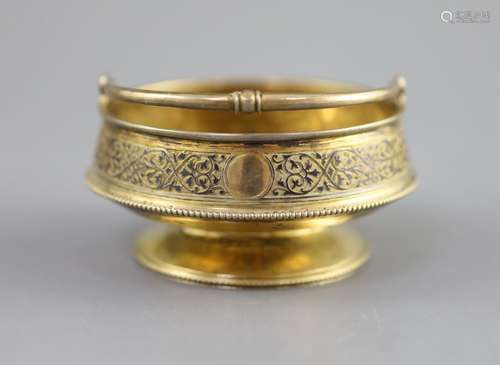 A late 19th century Russian 84 zolotnik silver gilt and niel...