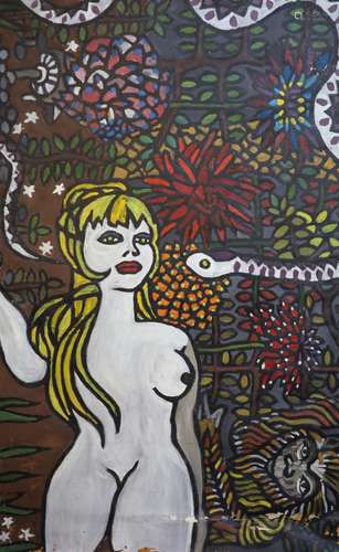 John Upton (1933-)‘Eve in the Garden’Oil on canvasInscribed ...