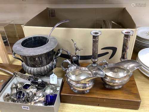 A quantity of plated wares,including a Sheffield plate (?) t...