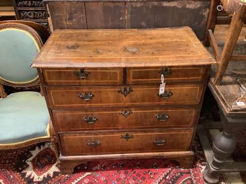 An 18th century banded walnut chest, width 95cm, depth 51cm,...