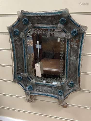 A mid 19th century Venetian two colour glass mirror, origina...