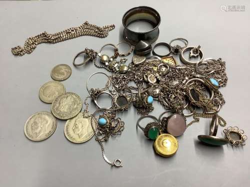 A group of mixed costume jewellery and other items including...