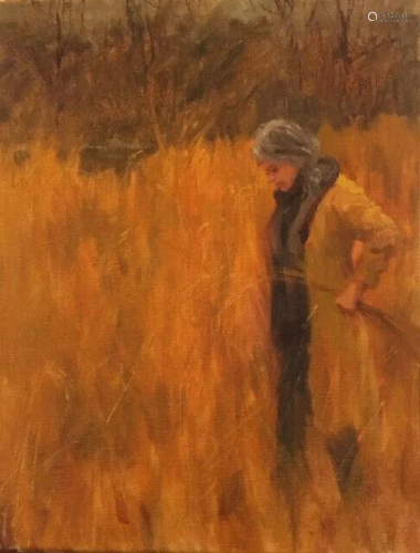 Woman in Fall Landscape oil painting by Margaret Aycock