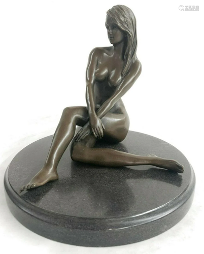 Bronze Sculpture Signed Original Hot Cast Nude Girl By