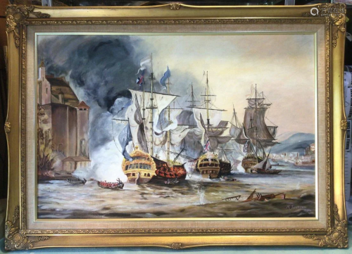 M Jackson 1984 Tall Ships Framed Oil Painting
