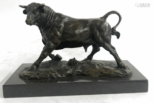 Solid Bull Bronze Sculpture Hot Cast Figure Hand Made