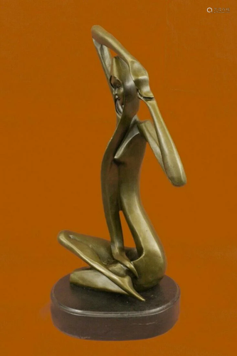 Art Deco Bronze Sculpture Statue Figure Abstract Girl