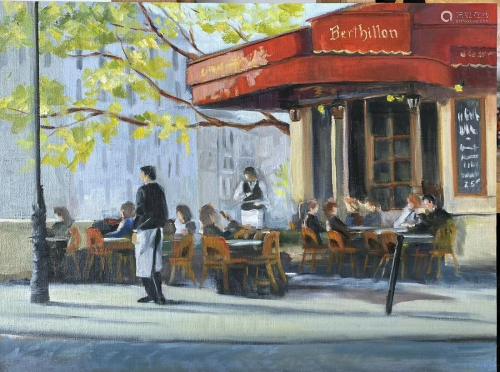 Paris 12 x 16 Berthillon Cafe Bar Bistro Sidewalk