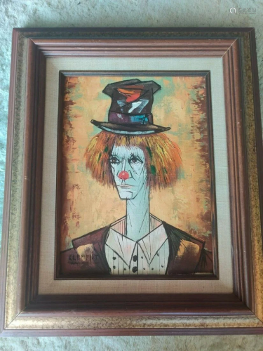 'Chester' Framed Clown by Clement Original Oil Painting