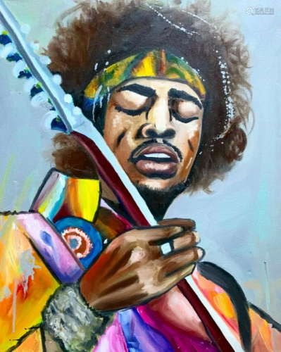 JIMI HENDRIX OIL PAINTING GLAZED 22X28 CANVAS WALL ART